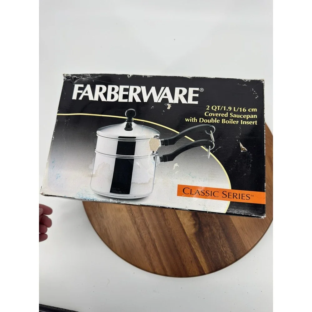 Farberware Double Boiler Saucepan 2QT New Silver Stainless Steel Classic Series‎